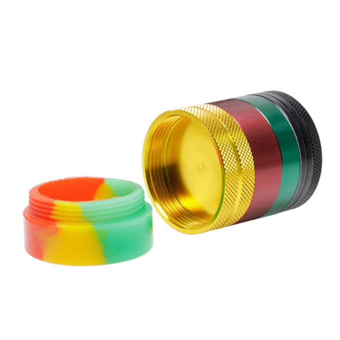 55MM Color Aluminum Alloy Bottom Cover Silicone Separator Flat Herb Grinder