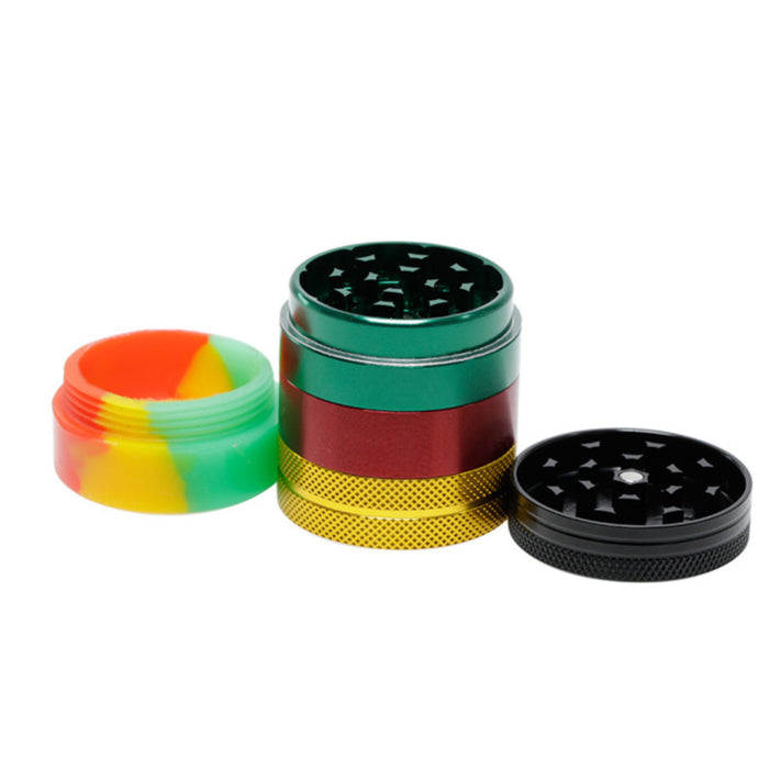 55MM Color Aluminum Alloy Bottom Cover Silicone Separator Flat Herb Grinder
