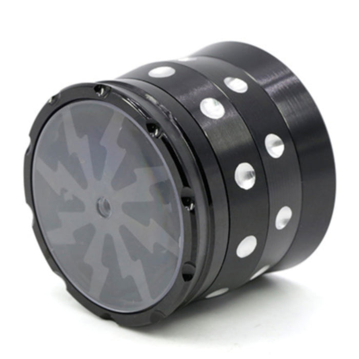 50MM 4 Piece Aluminum Alloy Lightning Concave Dot Grinder-Black