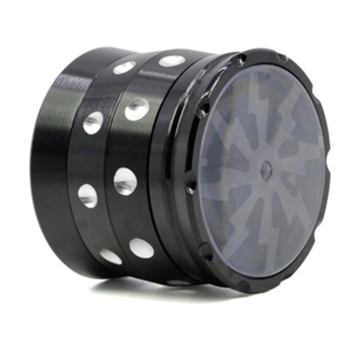 50MM 4 Piece Aluminum Alloy Lightning Concave Dot Grinder-Black