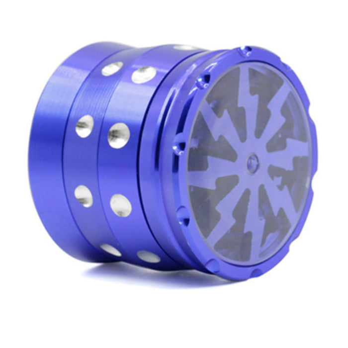 50MM 4 Piece Aluminum Alloy Lightning Concave Dot Weed Grinder-Blue
