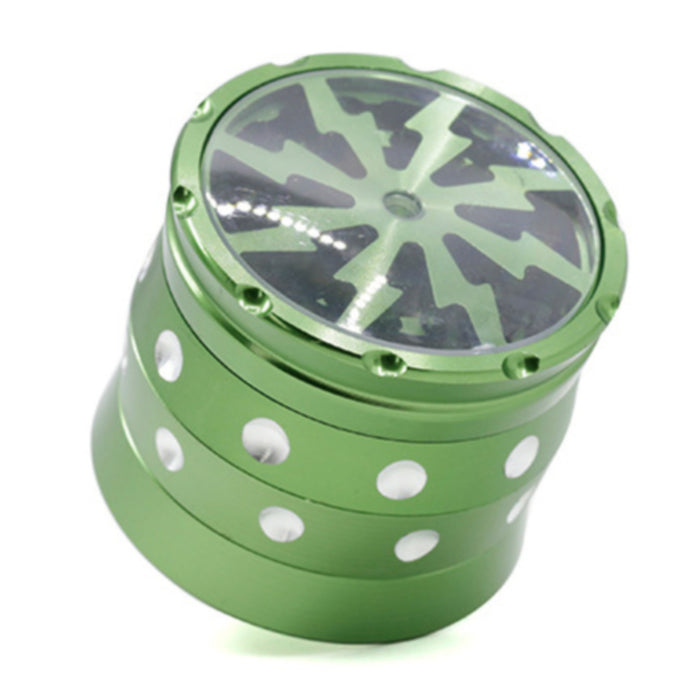 50MM 4 Piece Aluminum Alloy Lightning Concave Dot Weed Grinder-Green