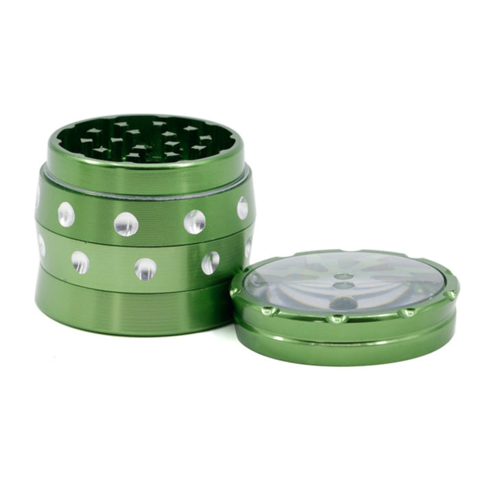 50MM 4 Piece Aluminum Alloy Lightning Concave Dot Weed Grinder-Green
