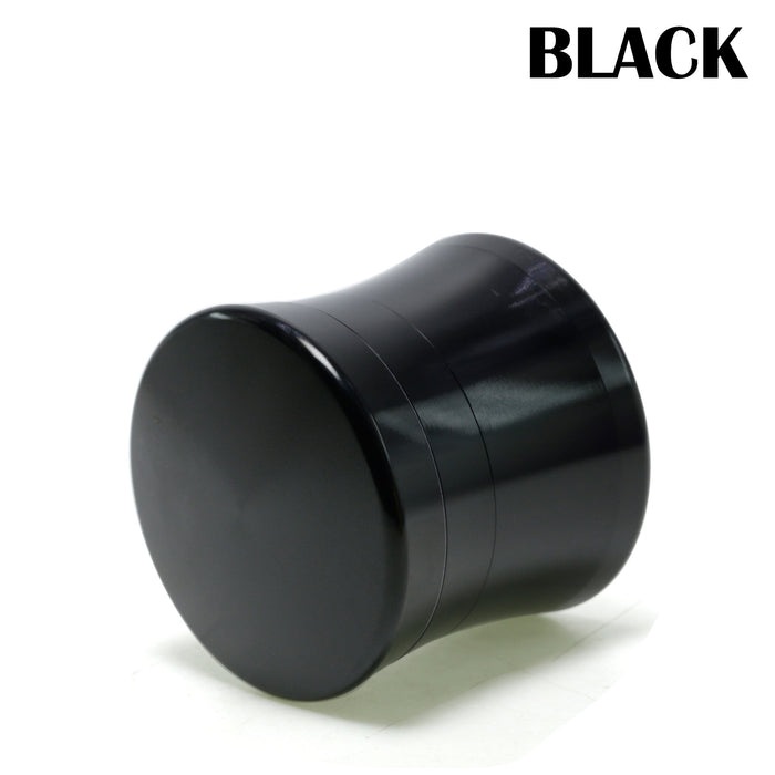 50MM Convex Four-Layer Aluminum Alloy Thin Waist Design Herb Grinder | Black