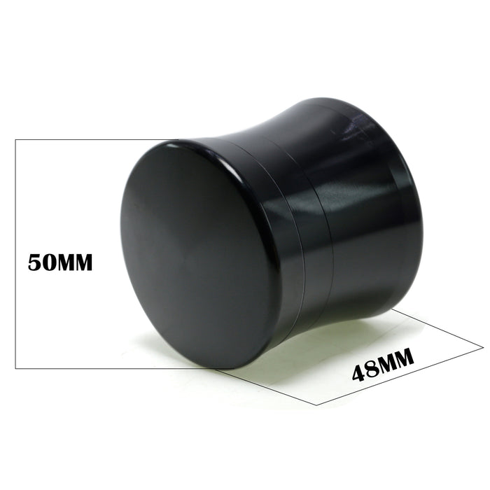 50MM Convex Four-Layer Aluminum Alloy Thin Waist Design Herb Grinder | Black