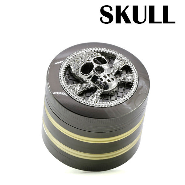 50MM Four-layer Zinc Alloy Diamond Inlaid Skull Phnom Penh Smoke   Grinder