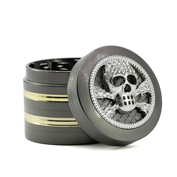 50MM Four-layer Zinc Alloy Diamond Inlaid Skull Phnom Penh Smoke   Grinder