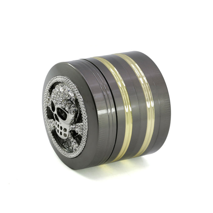50MM Four-layer Zinc Alloy Diamond Inlaid Skull Phnom Penh Smoke   Grinder