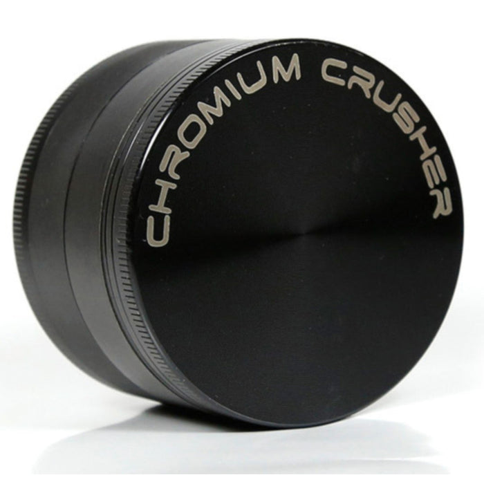 55MM Zinc Alloy 4 Layer CHROMIUM CRUSHER Flat Herb Grinder-Black