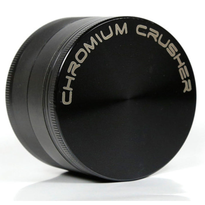 63MM Zinc Alloy 4 Layer CHROMIUM CRUSHER Flat Herb Grinder-Black
