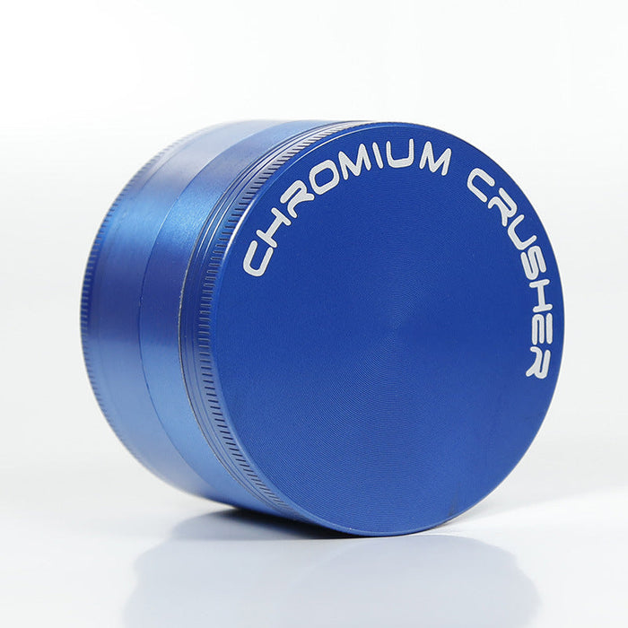 63MM Zinc Alloy 4 Layer CHROMIUM CRUSHER Flat Herb Grinder-Blue