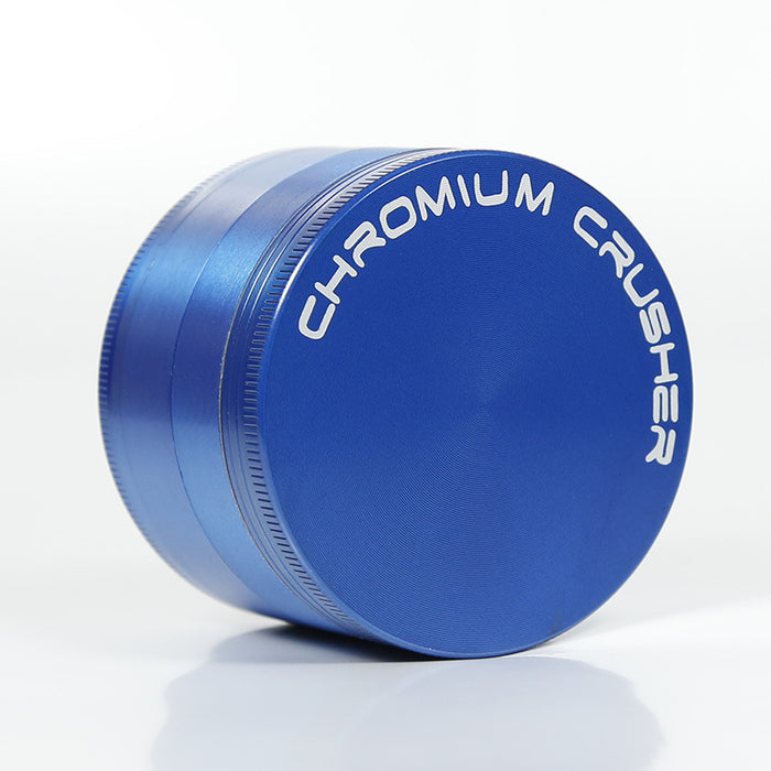 50MM Zinc Alloy 4 Layer CHROMIUM CRUSHER Flat Herb Grinder-Blue