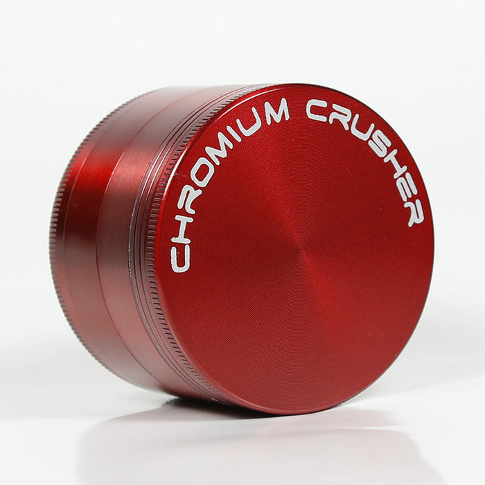 55MM Zinc Alloy 4 Layer CHROMIUM CRUSHER Flat Herb Grinder-Red