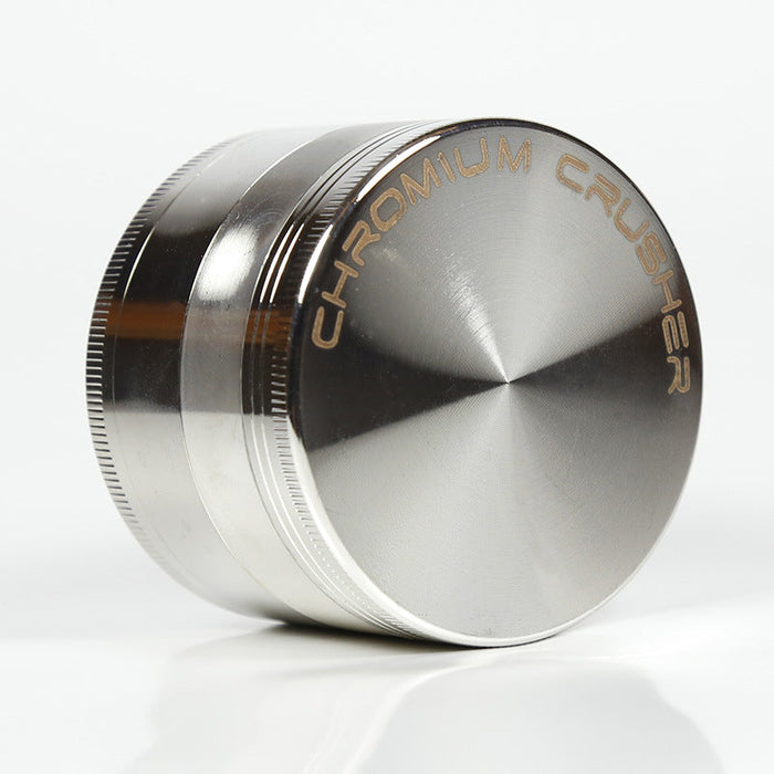 50MM Zinc Alloy 4 Layer CHROMIUM CRUSHER Flat Herb Grinder-Silver