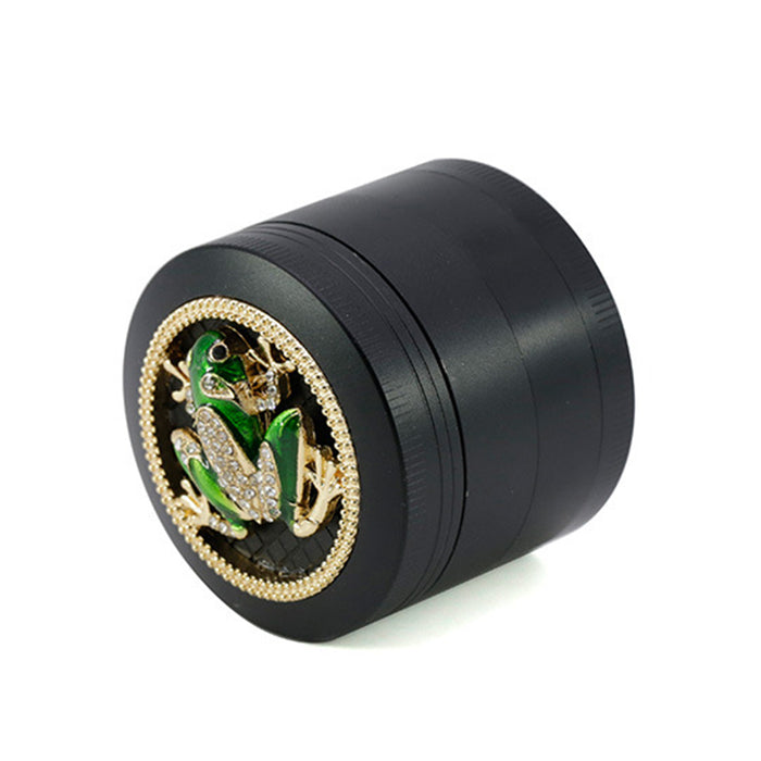 50MM Zinc Alloy Four-layer Diamond Frog Smoke Grinder-Black Color