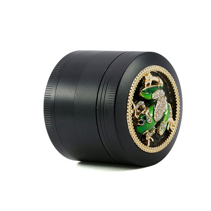50MM Zinc Alloy Four-layer Diamond Frog Smoke Grinder-Black Color