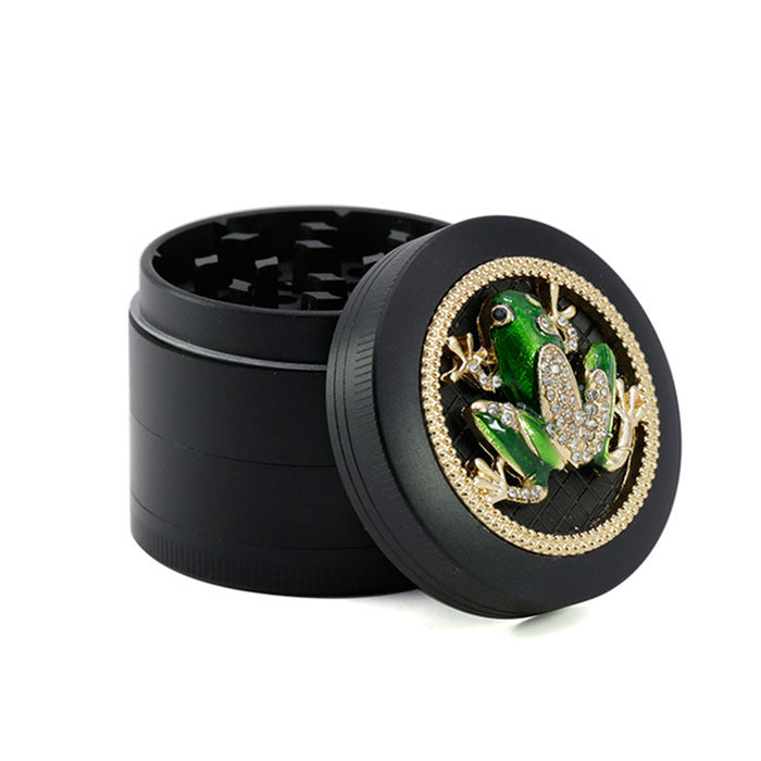 50MM Zinc Alloy Four-layer Diamond Frog Smoke Grinder-Black Color