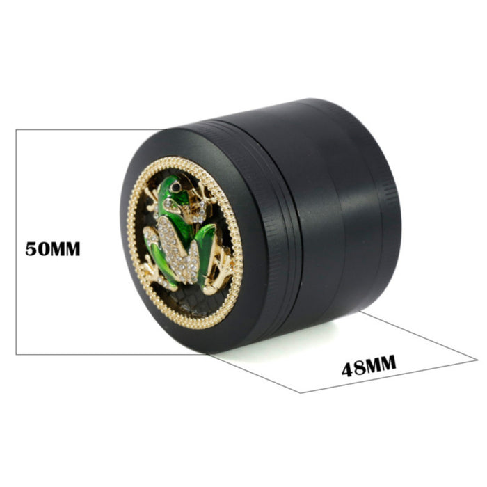 50MM Zinc Alloy Four-layer Diamond Frog Smoke Grinder-Black Color