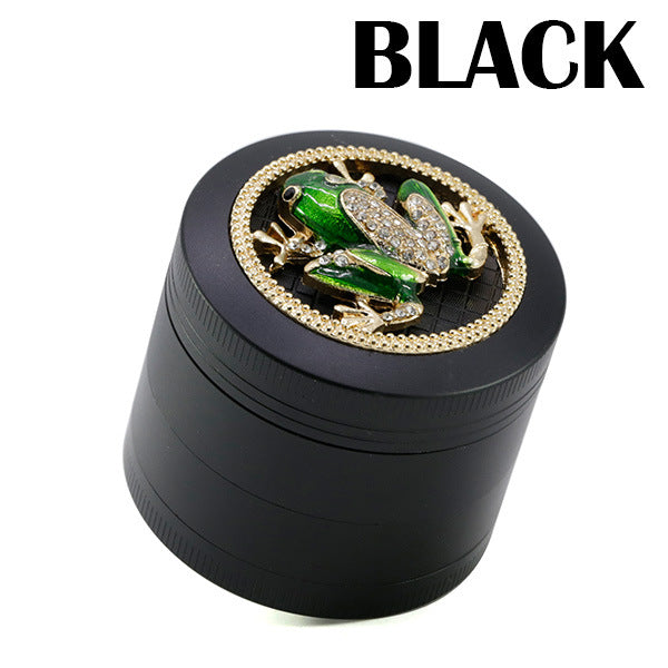 50MM Zinc Alloy Four-layer Diamond Frog Smoke Grinder-Black Color