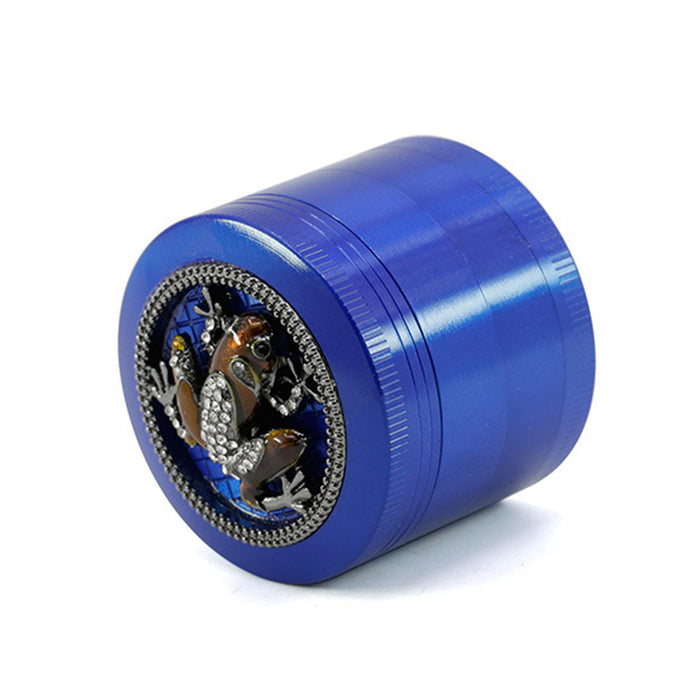 50MM Zinc Alloy Four-layer Diamond Frog Smoke Grinder-Blue Color