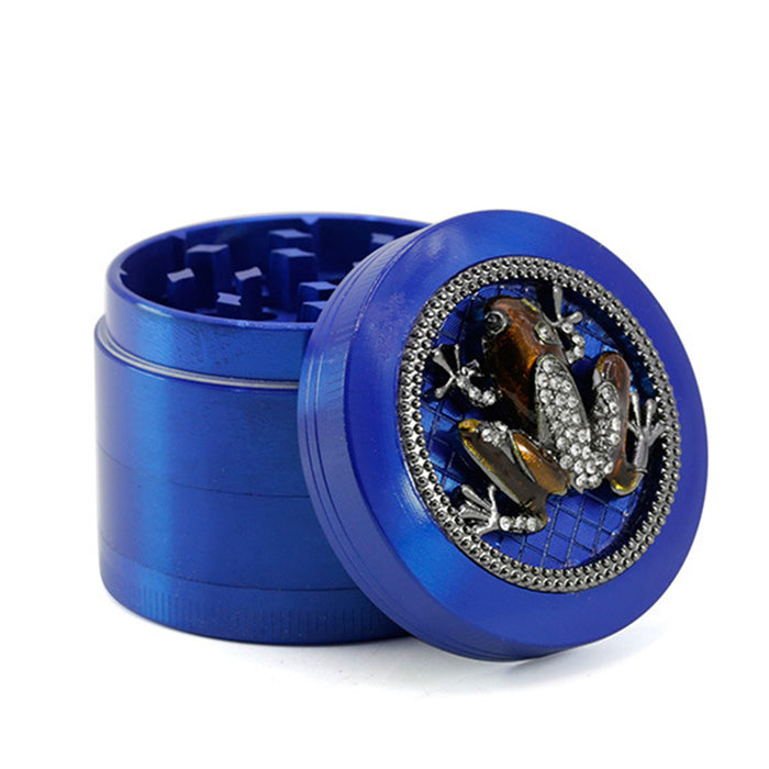 50MM Zinc Alloy Four-layer Diamond Frog Smoke Grinder-Blue Color