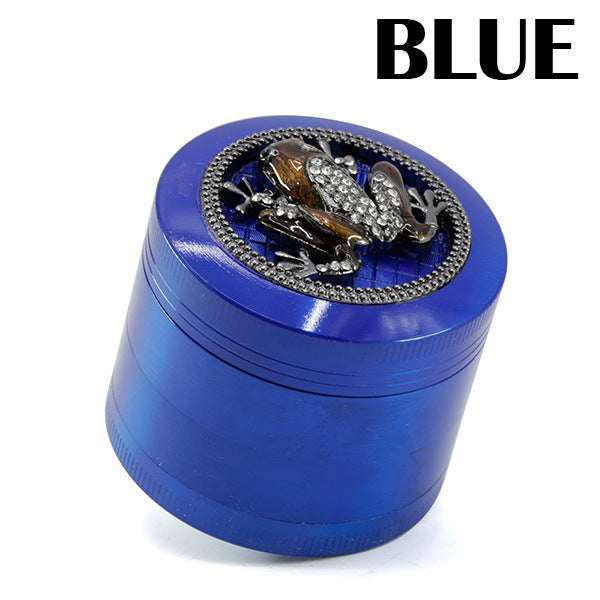 50MM Zinc Alloy Four-layer Diamond Frog Smoke Grinder-Blue Color
