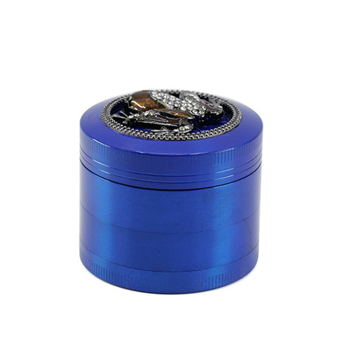50MM Zinc Alloy Four-layer Diamond Frog Smoke Grinder-Blue Color