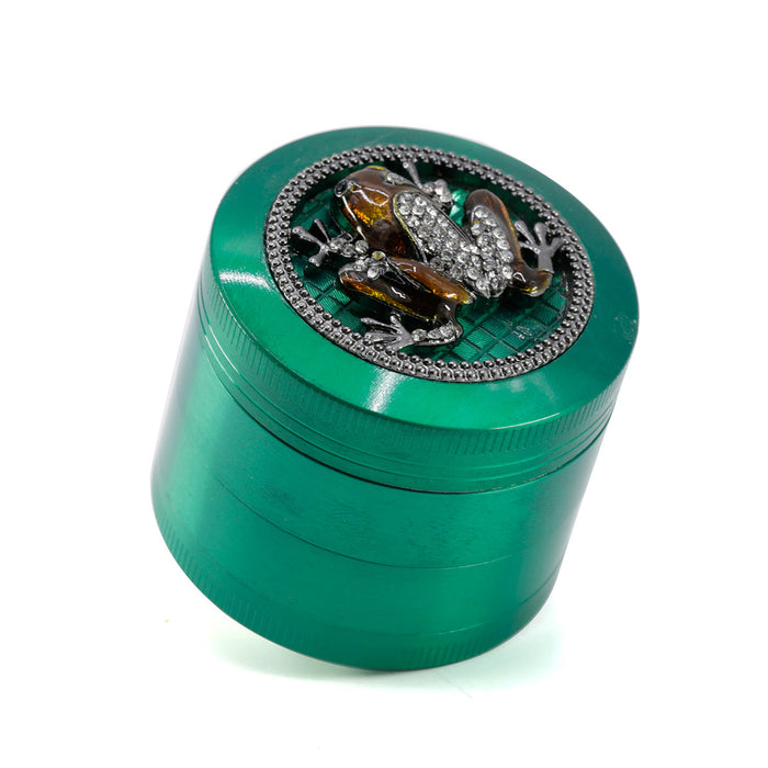 50MM Zinc Alloy Four-layer Diamond Frog Smoke Grinder-Green Color
