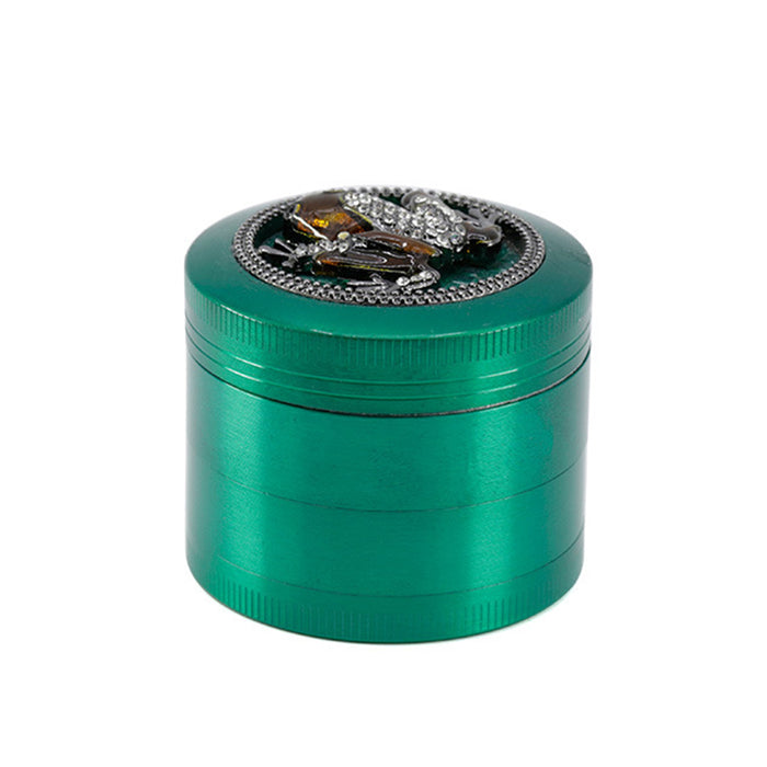 50MM Zinc Alloy Four-layer Diamond Frog Smoke Grinder-Green Color