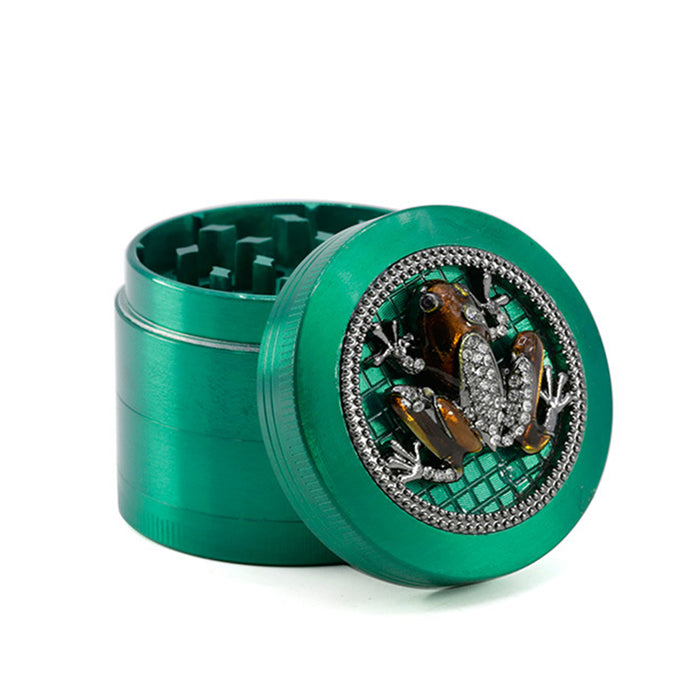 50MM Zinc Alloy Four-layer Diamond Frog Smoke Grinder-Green Color