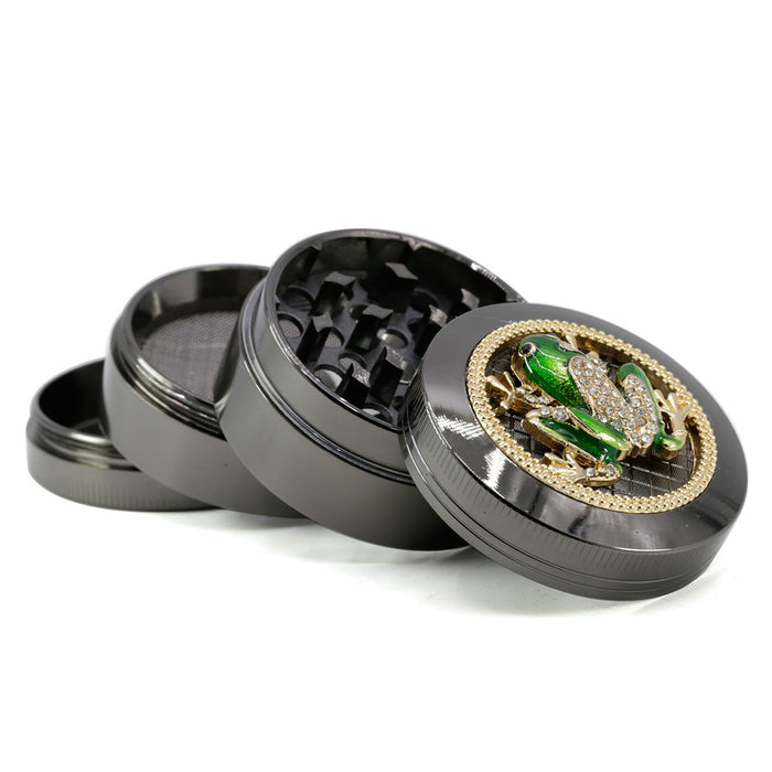 50MM Zinc Alloy Four-layer Diamond Frog Smoke Grinder-Gun Black Color