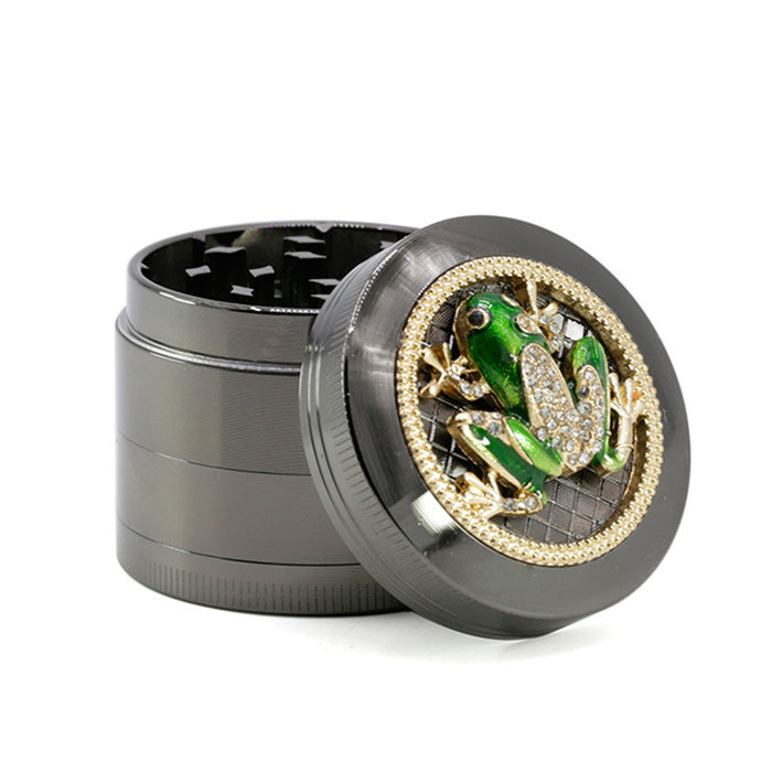 50MM Zinc Alloy Four-layer Diamond Frog Smoke Grinder-Gun Black Color