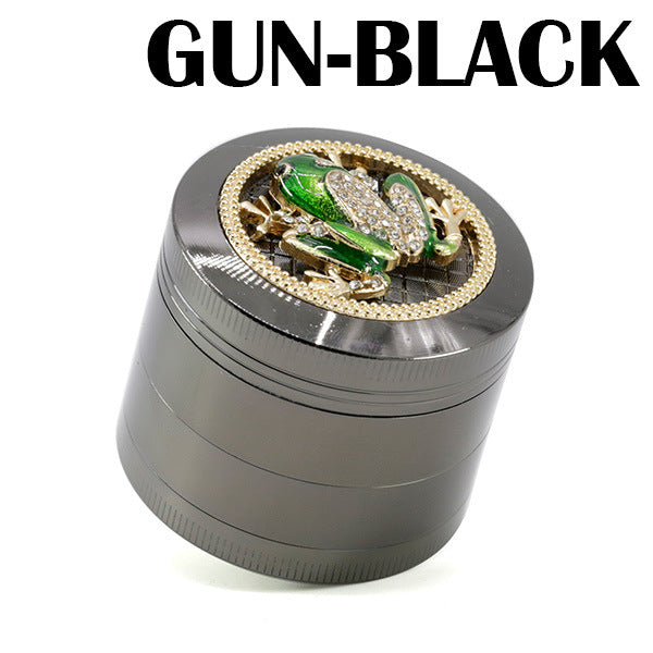 50MM Zinc Alloy Four-layer Diamond Frog Smoke Grinder-Gun Black Color
