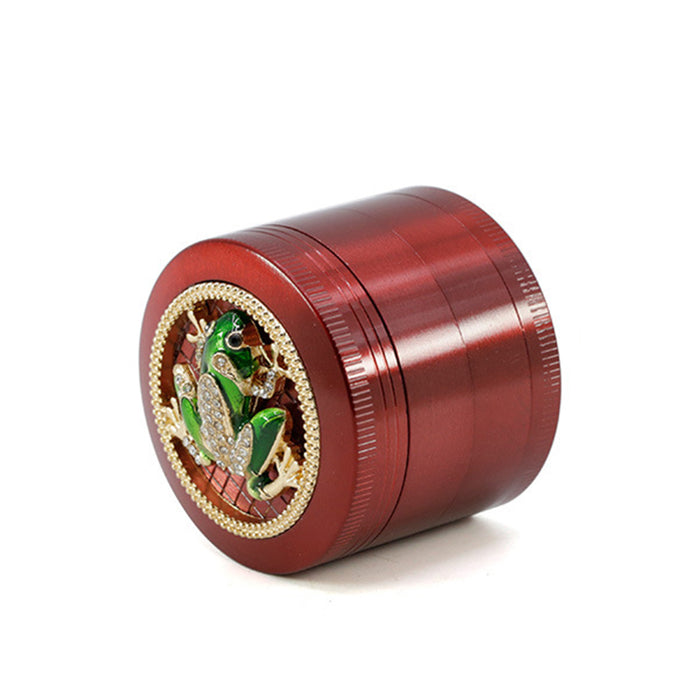 50MM Zinc Alloy Four-layer Diamond Frog Smoke Grinder-Red Color