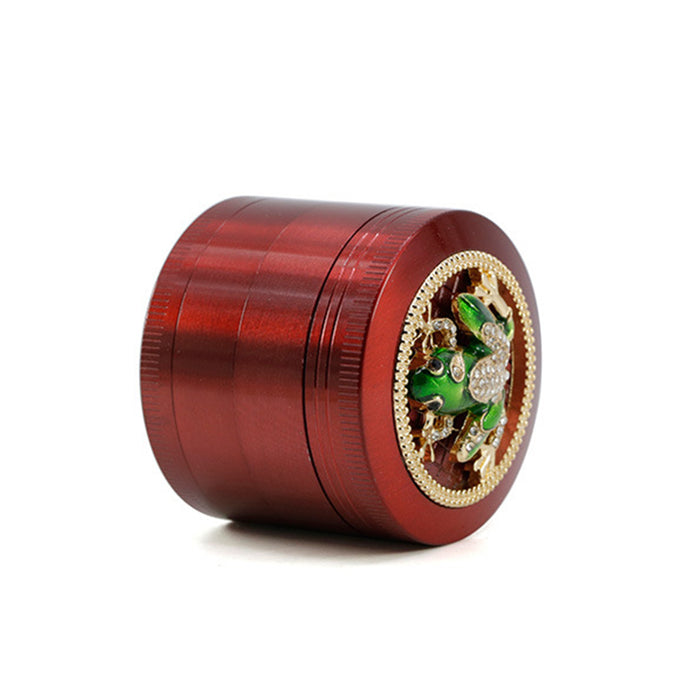 50MM Zinc Alloy Four-layer Diamond Frog Smoke Grinder-Red Color