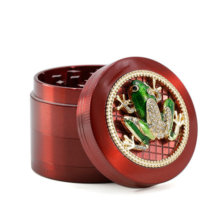 50MM Zinc Alloy Four-layer Diamond Frog Smoke Grinder-Red Color