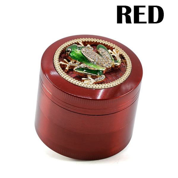 50MM Zinc Alloy Four-layer Diamond Frog Smoke Grinder-Red Color