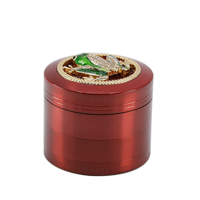 50MM Zinc Alloy Four-layer Diamond Frog Smoke Grinder-Red Color
