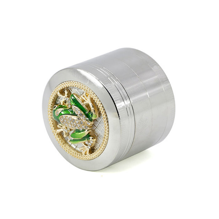 50MM Zinc Alloy Four-layer Diamond Frog Smoke Grinder-Silver Color