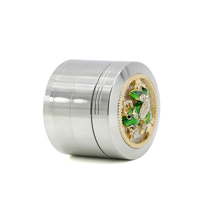 50MM Zinc Alloy Four-layer Diamond Frog Smoke Grinder-Silver Color