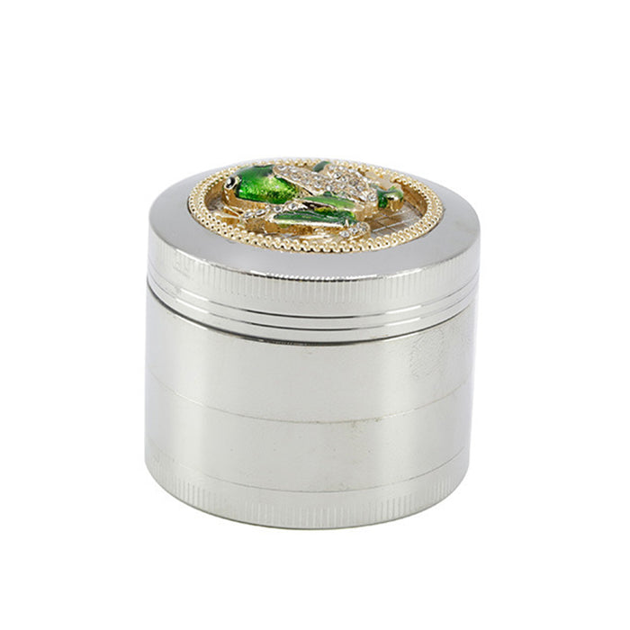 50MM Zinc Alloy Four-layer Diamond Frog Smoke Grinder-Silver Color
