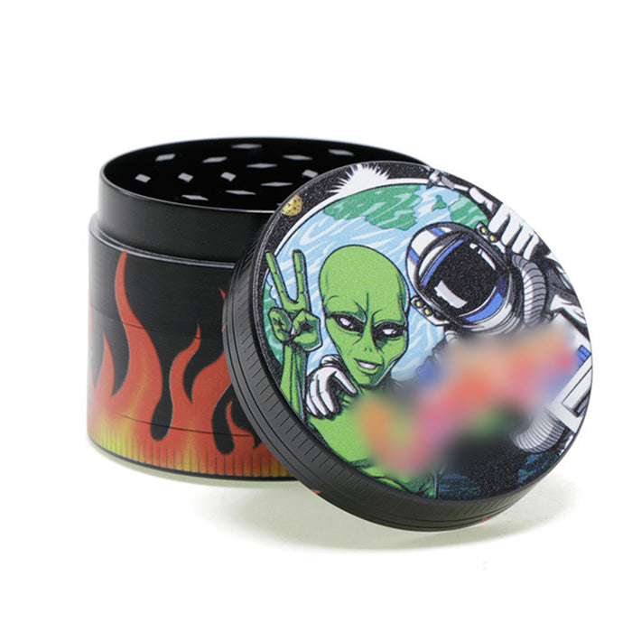 50MM Zinc Alloy Half Pack Flame Pattern Smoke Grinder