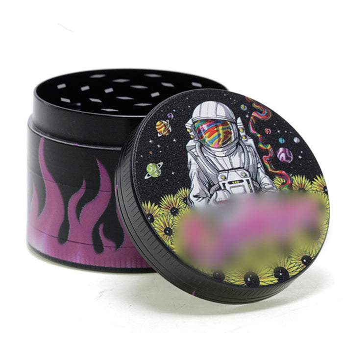 50MM Zinc Alloy Half Pack Flame Pattern Smoke Grinder