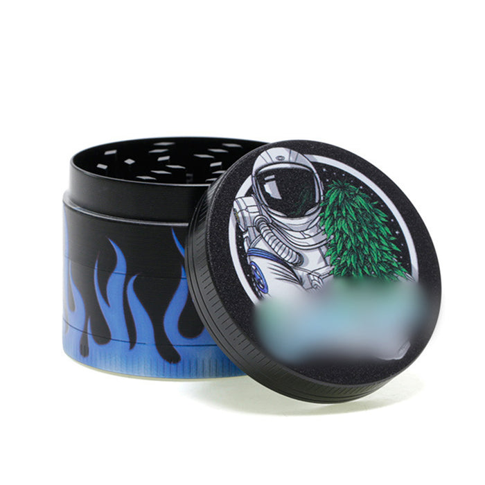 50MM Zinc Alloy Half Pack Flame Pattern Smoke Grinder