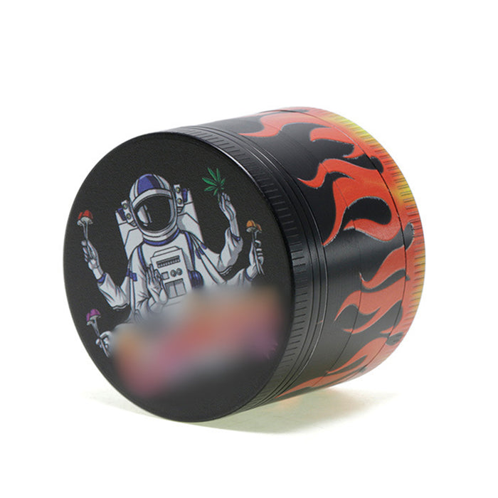 50MM Zinc Alloy Half Pack Flame Pattern Smoke Grinder