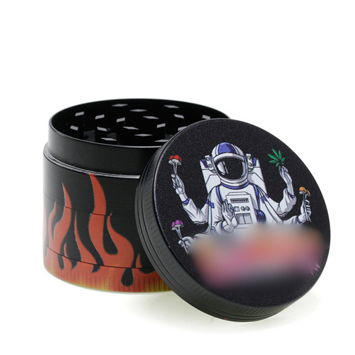 50MM Zinc Alloy Half Pack Flame Pattern Smoke Grinder