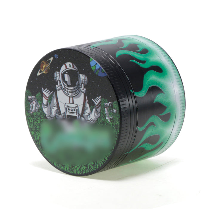 50MM Zinc Alloy Half Pack Flame Pattern Smoke Grinder