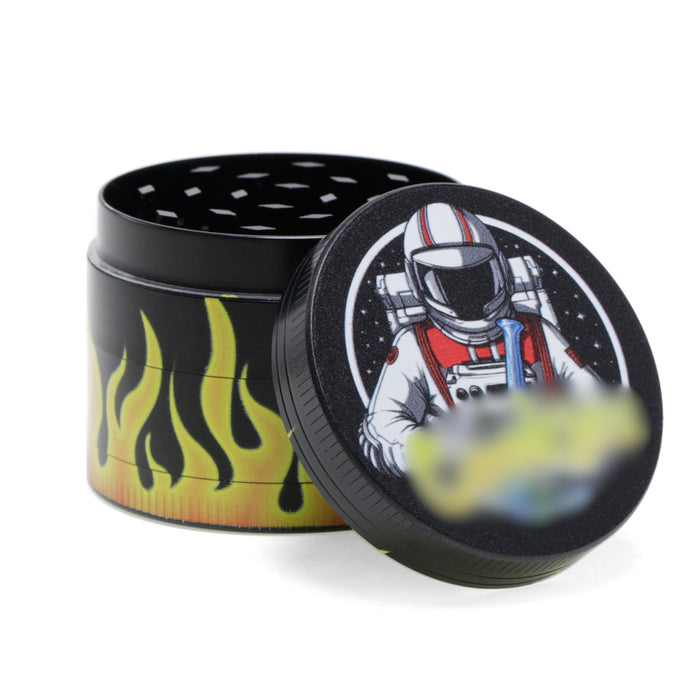 50MM Zinc Alloy Half Pack Flame Pattern Smoke Grinder