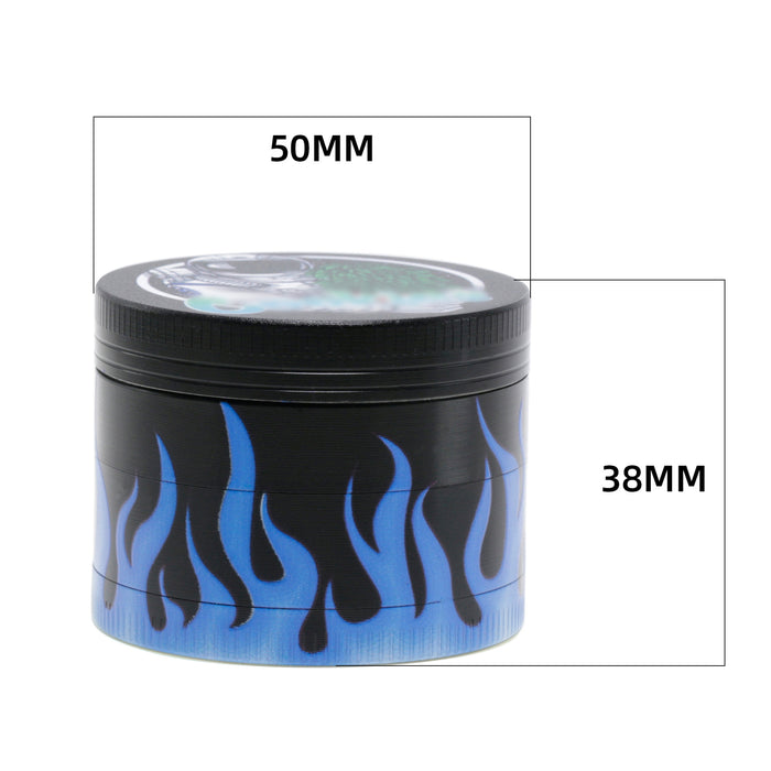 50MM Zinc Alloy Half Pack Flame Pattern Smoke Grinder