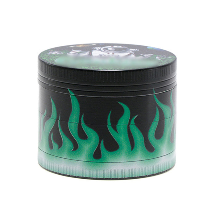 50MM Zinc Alloy Half Pack Flame Pattern Smoke Grinder